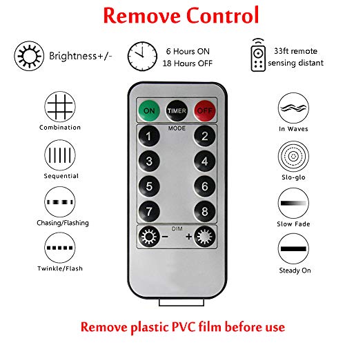 200 LED String Lights 72.2ft - Red, 8 Modes, Remote Control, Waterproof
