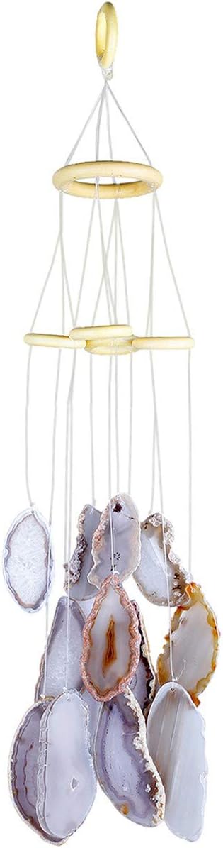 rockcloud Agate Slices Geode Wind Chime Home Garden Decoration Figurine, 20-24 inches, Natural