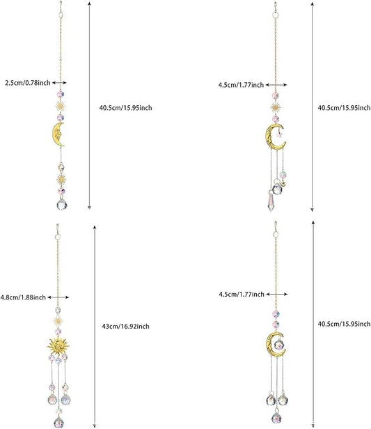 4Pieces Sun Catcher, Crystals Decor,Colorful Crystal Suncatcher with Chain Pendant Ornaments Hanging Crystals Prism for Window Christmas Day Party Wedding Decoration House Decor Garden Decor.