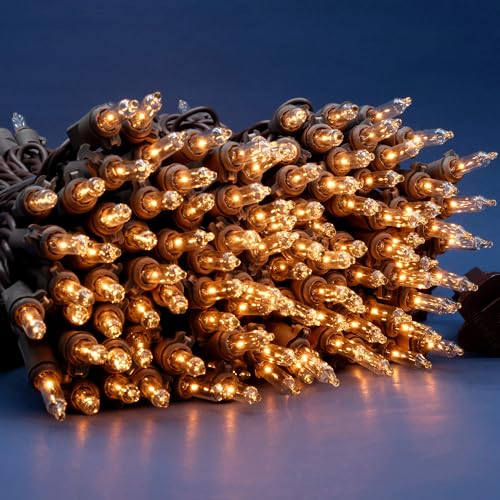 200 Clear Christmas Lights Brown Wire - 33ft (2 Set)