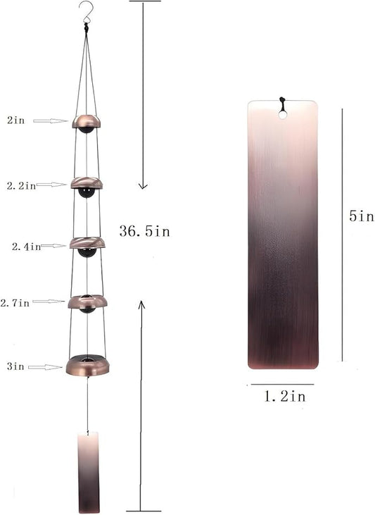Copper Temple Wind Chimes for Outside - 5 Bell Feng Shui Windchime for Home, Garden, Patio & Porch - Spiritual Zen Decor, Memorial & Sympathy Gifts for Mom, Grandma, Neighbors