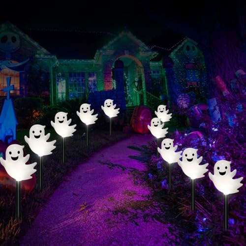Solar Halloween Ghost Pathway Lights - 10 Pack