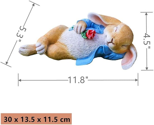 iRonrain Garden Statues Rabbit, Fantasy Bunny Outdoor Art Décor Animal Figurines Ornament for Thanksgiving Day, Christmas Statue Decorations for Garden Yard Lawn Indoor Sculpture (Blue)
