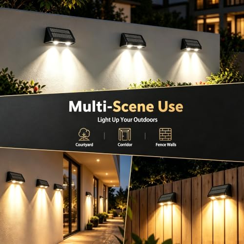 Solar Fence Lights Outdoor,Solar Powered Wall & Deck Lights 8 Pack