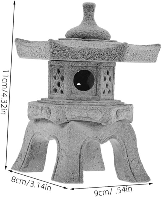 Toyvian Japanese Garden Decor Zen Garden Pavilion Ornaments Stone Pagoda Statue for Bonsai Decoration