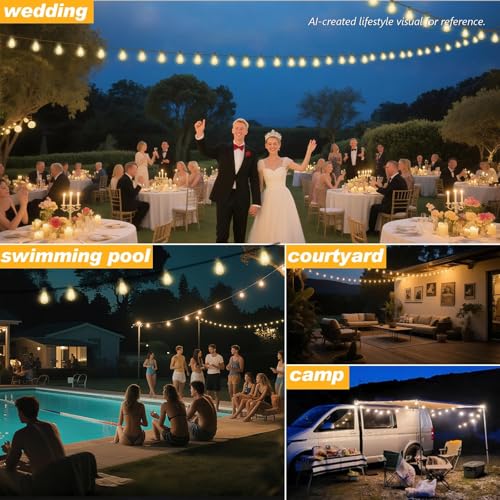 LED Outdoor String Lights - 100FT Waterproof Edison