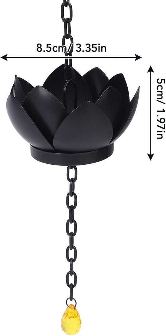 Pssopp Rain Catcher Garden Ornament, Metal Handmade Hanging Lotus Rain Chain for Gardens Porches Gazebos Decks