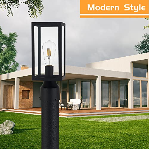 Windben Outdoor Post Light - 13.8in Matte Black Waterproof