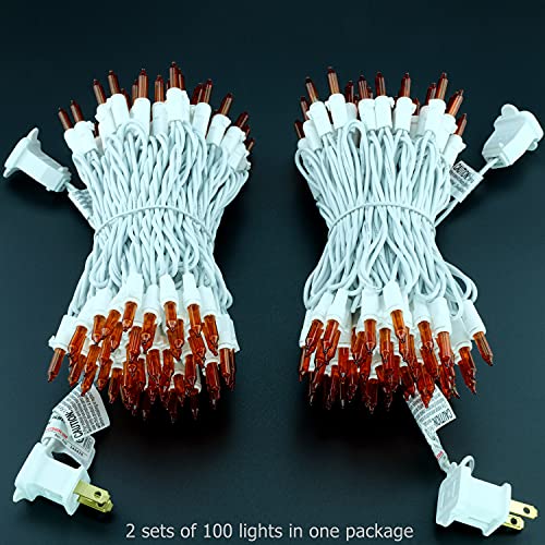 YULETIME 200 LED Christmas String Lights - 33ft Orange, 2-Pack