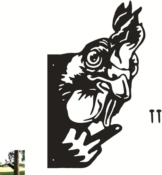 Flipping Off Bigfoot Peeking Animal Metal Sign Funny Middle Finger Yard Art Decor for Tree, Fence, or Corner Outdoor Farmhouse Garden Ornament for Home or Cabin Decoration (#I, 12IN)