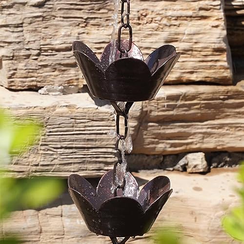 Decorative Rain Chains Waterfall, Rain Catcher Chain Copper, 2.4m/2.6m/2.8m/3.2m Aluminum Rain Chains for Gutters, Outside Water Diverter Rain Guide Chain for Patio Porch (3.6m/10.4ft)