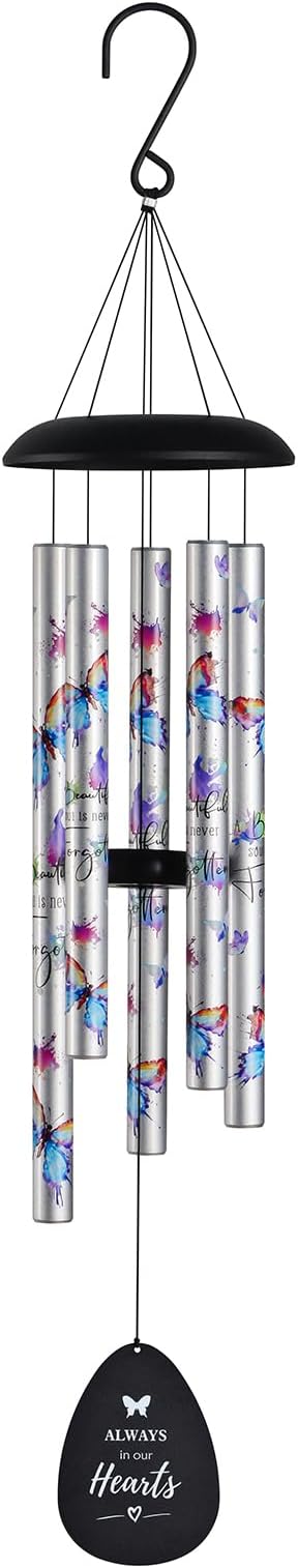 Butterfly Watercolor Memorial Wind Chimes for Loss of Loved One Mother Father,Memorial Sympathy Gifts Baskets & Funeral Bereavement Gift idea,Wind Chimes for Outside in Memory of a Loved One Mom