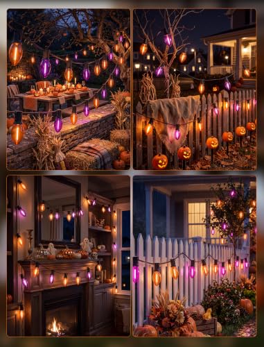 25FT LED C9 Halloween String Lights - Orange & Purple