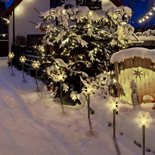 Christmas Solar Pathway Lights - Snowflake, 5 Pack