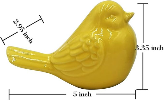 yhcdsea Decorative Chubby Bird Figure, Glazed Ceramic Cottage Animal Statue - Indoor/Outdoor Garden Decor Accent - Creative Gift (Yellow)
