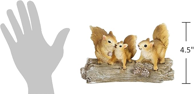 The Bridge Collection Family of Squirrels on a Log Figurine - Rustic Resin Tabletop Decorative Squirrel Statue - Cute Garden Squirrel Decor for Cabin, Country, Cottage Home Decor