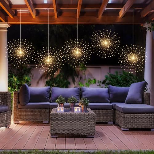 3 Pack Solar LED Starburst Sphere Lights - Remote Control Timer