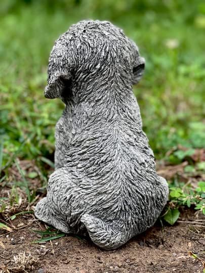 Puppy Doodle Figurine Garden Statue Little Dog Figure Outdoor Sculpture Backyard Decor Concrete for pet Lovers Gift Pet Memorial Stone