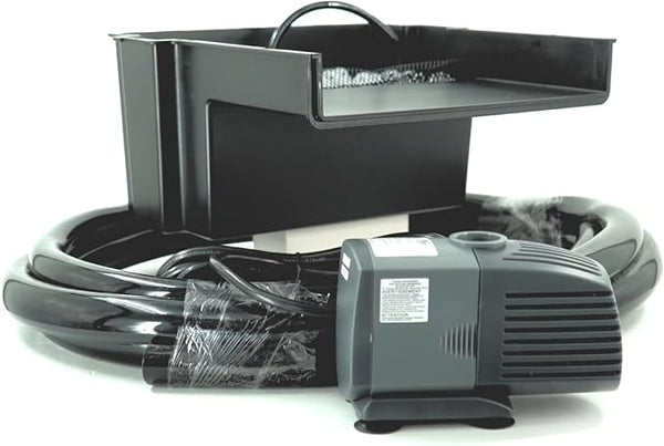 HALF OFF PONDS 10-Inch Filtering Waterfall Spillway Kit for Ponds and Waterfall Streams up to 1,000 gallons. Includes 500 GPH (45w) Pump, Waterfall Box, Filter Media, and 10 FT Tubing.