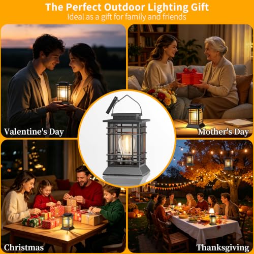 Solar Lanterns Outdoor Waterproof - Hanging 2 Pack