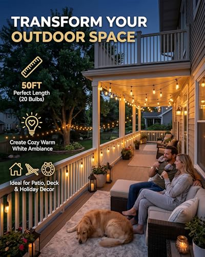 Smart RGB String Lights - 50FT, IP65 Waterproof, Bluetooth & Remote Control