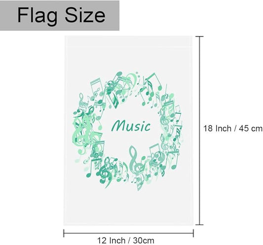 Gkyygk Teal Music Note Turquoise Welcome Garden Flag 12x18 Inch Double Sided Small Burlap Banners Yard House Seasonal Farmhouse Home Decor for Men Women