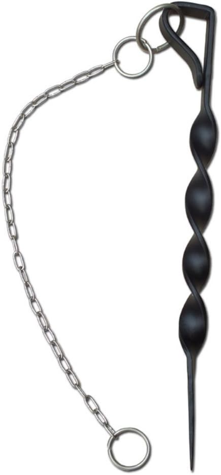 Monarch Rain Chains Anchor Stake – 12-inch Outdoor Rain Chain Base, Ground Anchor for Chains for Outdoor Gutters, Black Powder Coated Iron Anchoring Stake with 17-inch Stainless Steel Link Chain