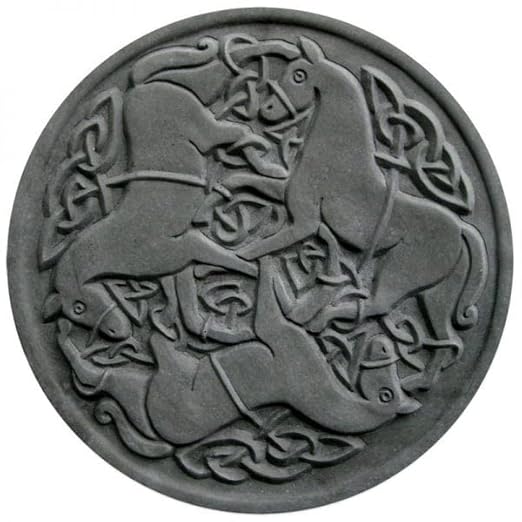 Celtic Horses Stepping Stone Mold,Concrete Stepping Stone Mold, Garden Decor Mold, 15.5" Round ***NOT A Finished Stone***
