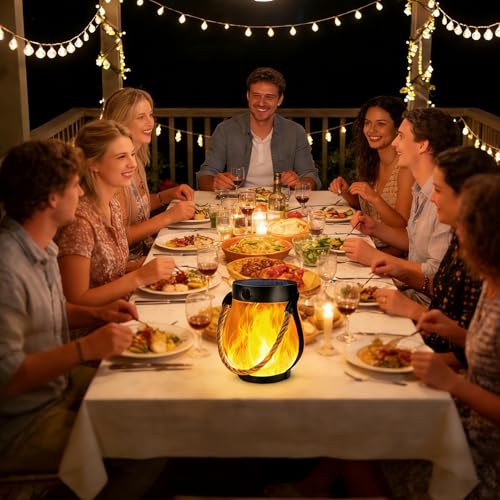 Solar Lanterns Outdoor - Waterproof Flickering Flame (2 Pack)