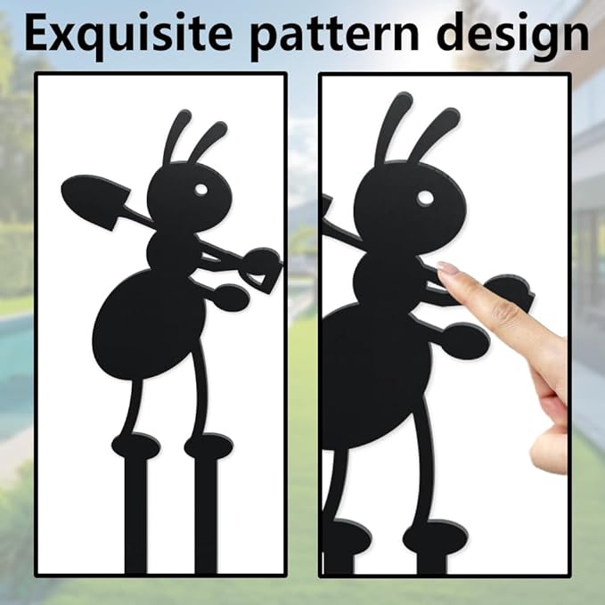 WADORN 3Pcs Ant Metal Decorative Garden Stakes, Working Farm Ant Silhouette Metal Outdoor Statues Animals Garden Ornament Gifts Black Yard Art Decoration for Outdoor Backyard Patio Lawn Walkways