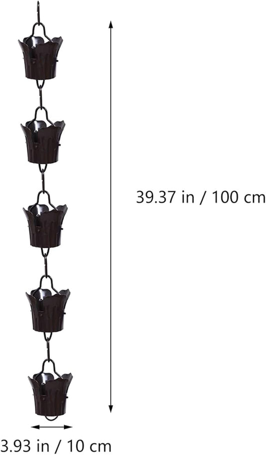 BESTonZON Copper Garden Rain Chain for Villa Roof Gutters 1m Decorative Drainage Chain for Winter Outdoor Downspout Japanese Style for Gutter Diverting