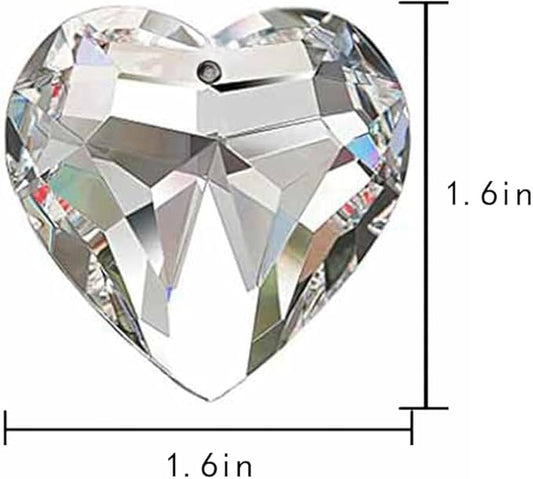 1PCS AB Color Heart Crystal Sun Catchers, Hanging Suncatchers with Glass Prism, Rainbow Maker for Windows, Balcony, Kitchen, Garden Decoration (AB Color Heart 1PCs)