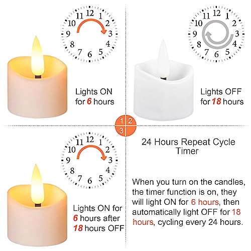 LED Timer Tea Lights - 12 Set Flameless Flickering Candles