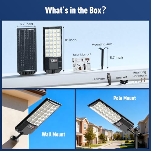 Solar Lights Outdoor Waterproof 4-Pack, Solar Street Light Dusk to Dawn