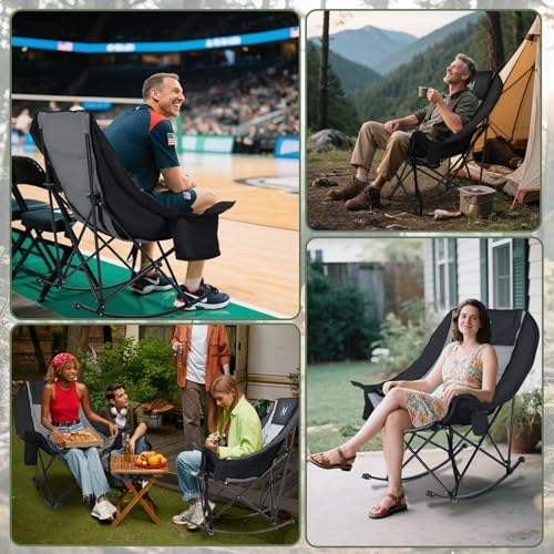 ABORON Oversized Rocking Chair for Adults, Heavy Duty Camping Chair, 400lbs