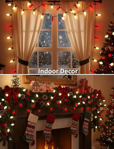 25FT C7 LED Red & White Christmas String Lights