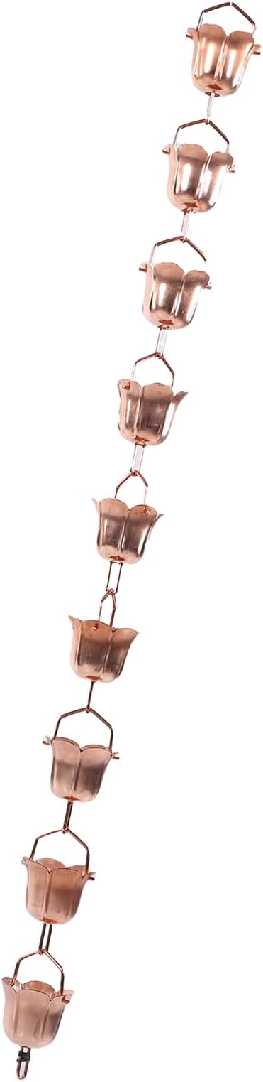 Zerone Decorative Morning Glory Flower Copper Rain Chain 39 Inches Functional Gutter Rain Catcher