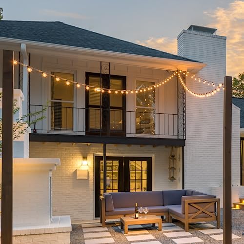 Mlambert 100Ft LED String Lights - Dimmable G40 Waterproof Bulbs Brown Cord
