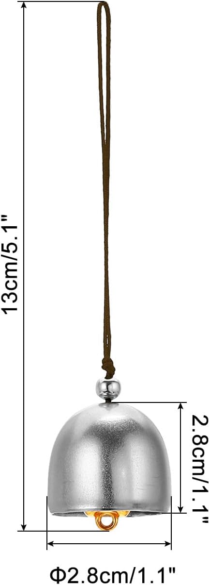PATIKIL 3 Pcs Wind Chime, Hanging Bells Temple Bells Retro Outdoor Hanging Metal Chinese Wind Chime Round for Outside Garden Camping, Silver Brown