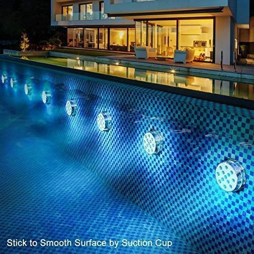 LOFTEK Submersible LED Lights with Remote, 13 LED Pool Lights for Inground Above Ground Pool with Magnets &Suction Cups,16 Color Changing Underwater Light for Ponds Battery Operated, 10 Pack