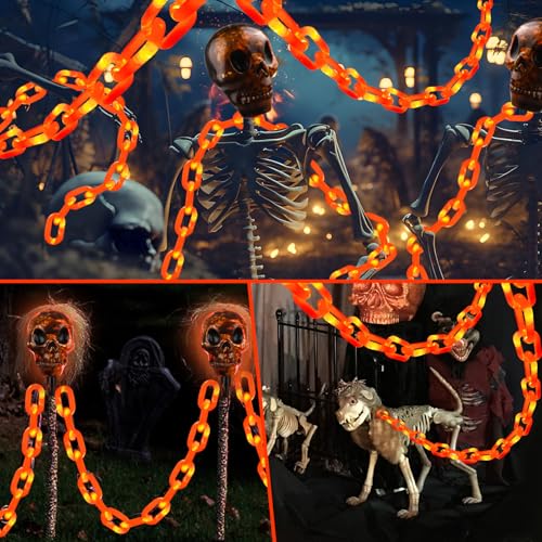 Solar Skull Chain Lights - Halloween Outdoor String Lights, 8 Modes