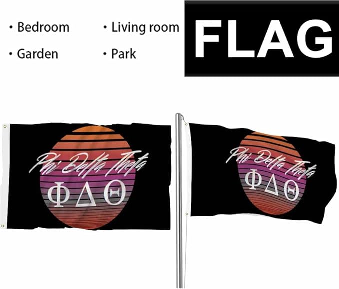 Swono Phi Delta Theta Synth Wave Elements Circle Sun Moon Outdoor Garden Flag - 3x5ft