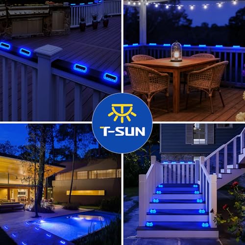 T-SUN Solar Deck Lights, Blue Solar Dock Lights Outdoor Waterproof, 8 Packs