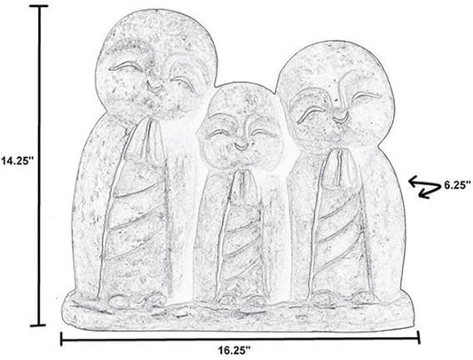 Pemberly Row Praying Family Fiberstone Garden Statue, 14.25" H x 6.25" W x 16.25" D, Durable Lightweight Fiberstone, Aged Moss Green Finish, Drain Hole Included, Unique Patina, Outdoor Decorative