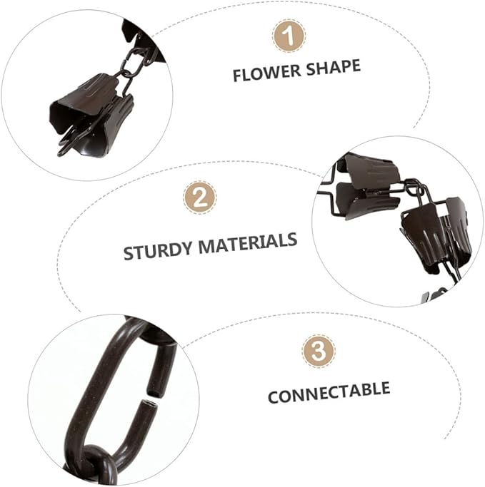 1m Flower Chain Rain Chain Gutter Hangers Decorative Chimes Cups Replacement for Gutter Style Decor