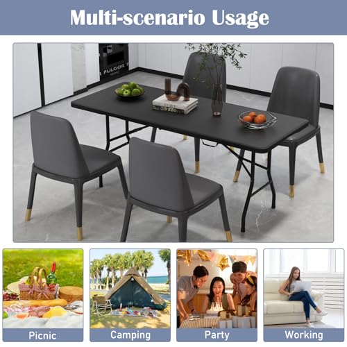 Tangkula 6 FT Folding Table, Indoor Outdoor Foldable Plastic Table