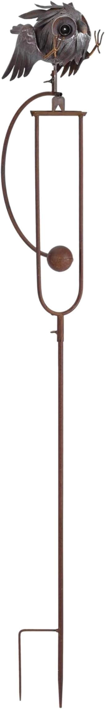 Metal Bird Garden Rocking Stakes with Dual Motion (Baby Owlet)