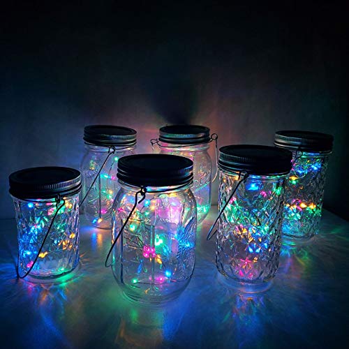 30LED Solar Mason Jar Lights - 8 Pack, Waterproof, Multicolor