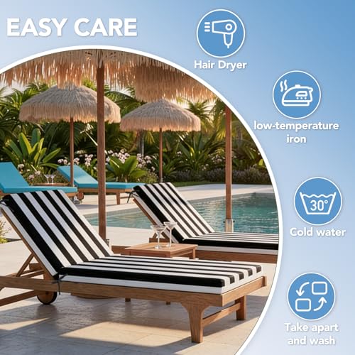 L'AGRATY Chaise Lounge Chair Waterproof Cushion Set of 2 Outdoor for Pool