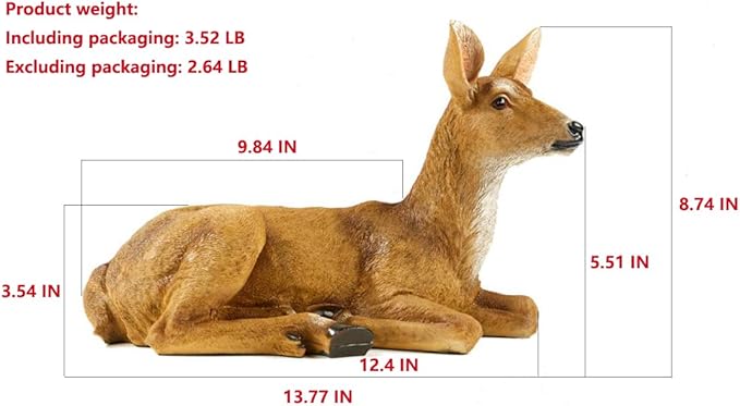 XTAPAN Resin Female Deer & Standing Male Deer Figurine Animals Statue Home Garden Yard Ornament Lawn Outdoor Patio Decor